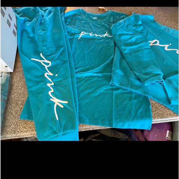 Vs pink crop crew skinny jogger short sleeve tee Neon scuba script logo - Picture 15 of 15